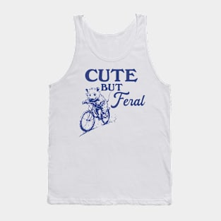 Cute But Feral Possum On A Bike Shirt, funny possum meme Tank Top